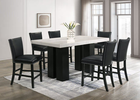 Finland Black/White Genuine Marble 7-Piece Counter Height Set (Table & 6 Chairs) from Happy Homes - Luna Furniture