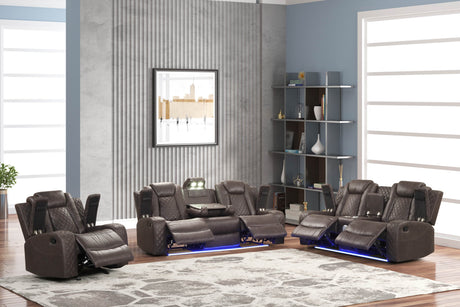 Luz Chocolate 3-Piece Reclining Set from Happy Homes - Luna Furniture