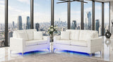 Miami White Living Room Set with LED Lights