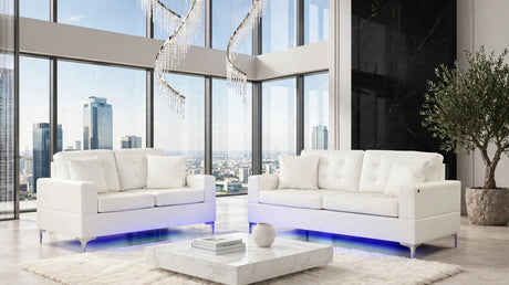 Miami White Living Room Set with LED Lights from Happy Homes - Luna Furniture
