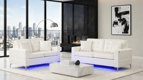 Miami White Living Room Set with LED Lights from Happy Homes - Luna Furniture