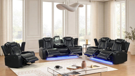 Luz Black 3-Piece Reclining Set from Happy Homes - Luna Furniture