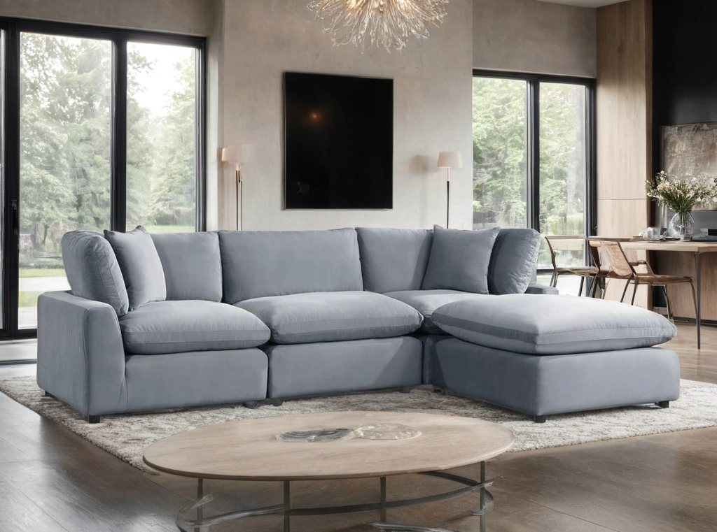 Sky Gray Velvet Modular Sectional from Happy Homes - Luna Furniture