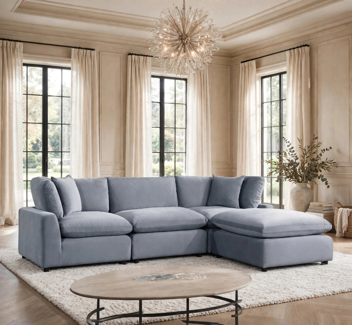 Sky Gray Velvet Modular Sectional from Happy Homes - Luna Furniture