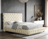 Dream Beige Velvet Upholstered Queen Platform Bed