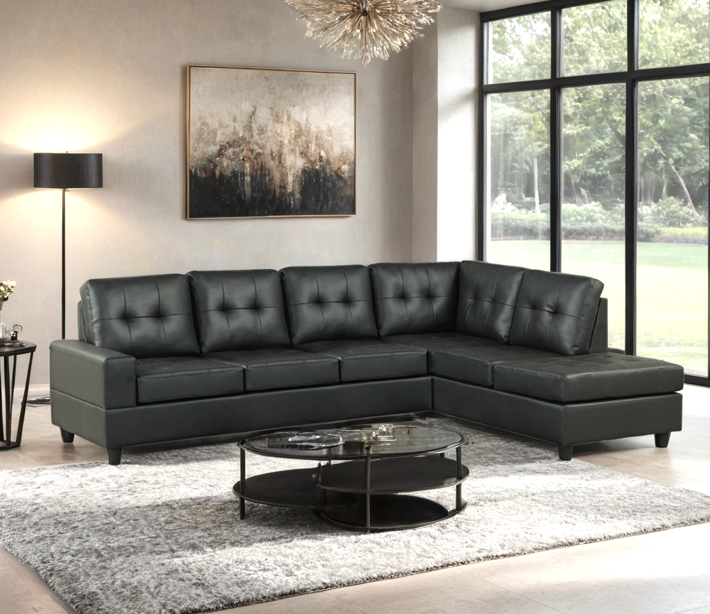 James Black PU Reversible Sectional from Happy Homes - Luna Furniture