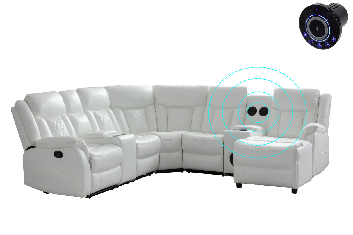 Champion White Reclining Sectional from Happy Homes - Luna Furniture