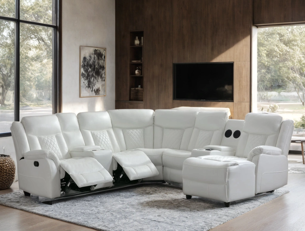 Champion White Reclining Sectional from Happy Homes - Luna Furniture