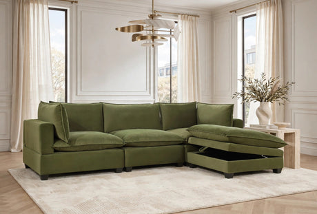 Cloud Olive Velvet 4-Piece Modular Sectional from Happy Homes - Luna Furniture