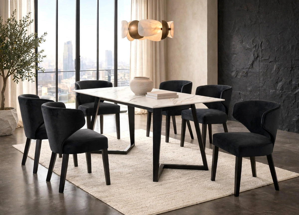 Hamilton White/Black 7-Piece Dining Set from Happy Homes - Luna Furniture