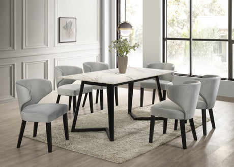 Hamilton White/Silver Dining Room Set (Table & 6 Chairs) from Happy Homes - Luna Furniture