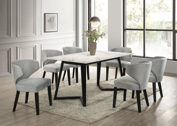 Hamilton White/Silver Dining Room Set (Table & 6 Chairs)