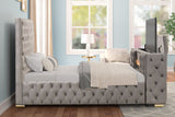 Future Gray King Velvet Platform Bed with TV Lift from Happy Homes - Luna Furniture
