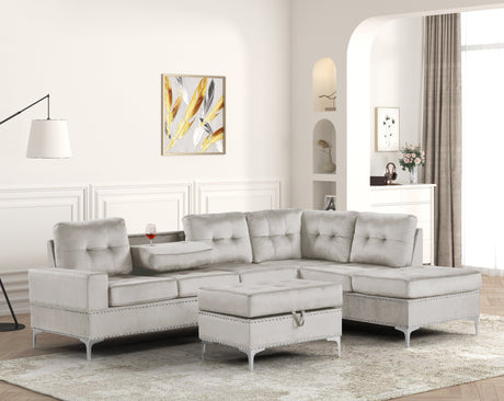 Anserra Gray Reversible Sectional with Ottoman from Happy Homes - Luna Furniture