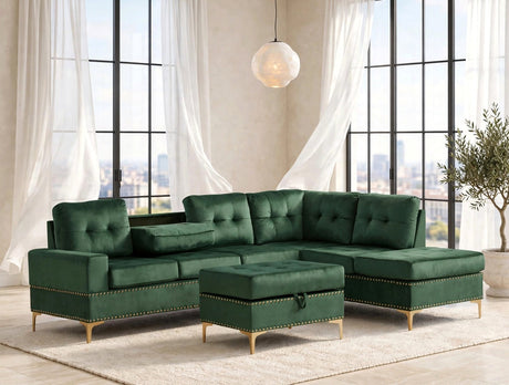 Anserra Green Reversible Sectional with Ottoman from Happy Homes - Luna Furniture