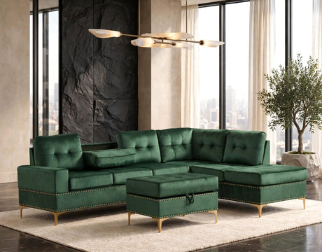 Anserra Green Reversible Sectional with Ottoman from Happy Homes - Luna Furniture