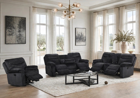 Bravo Black 3-Piece Reclining Living Room Set from Happy Homes - Luna Furniture