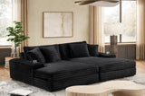 Edna Black Oversized Double Chaise Sectional