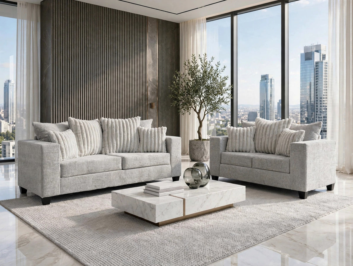 Monroe Neo Gray Sofa and Loveseat from Happy Homes - Luna Furniture