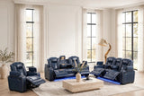 Stefano Blue 3-Piece Reclining Living Room Set from Happy Homes - Luna Furniture