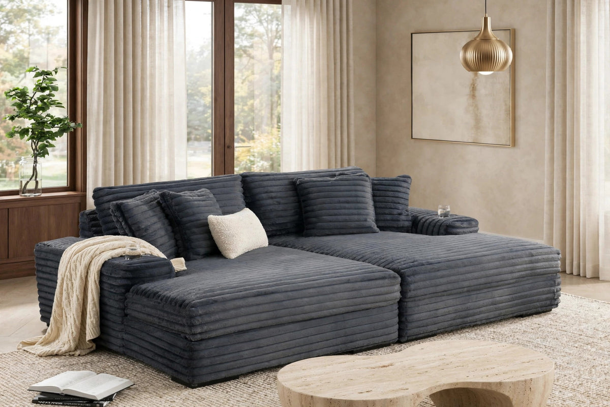 Edna Gray Oversized Double Chaise Sectional