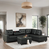 Heights Black Faux Leather Reversible Sectional with Storage Ottoman from Happy Homes - Luna Furniture