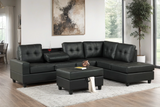 Heights Black Faux Leather Reversible Sectional with Storage Ottoman from Happy Homes - Luna Furniture