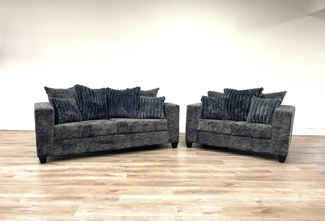 Bozo Charcoal Sofa and Loveseat from Happy Homes - Luna Furniture