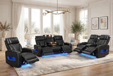 Dubai Black 3-Piece Power Reclining Living Room Set from Happy Homes - Luna Furniture