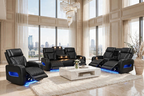 Dubai Black 3-Piece Power Reclining Living Room Set from Happy Homes - Luna Furniture