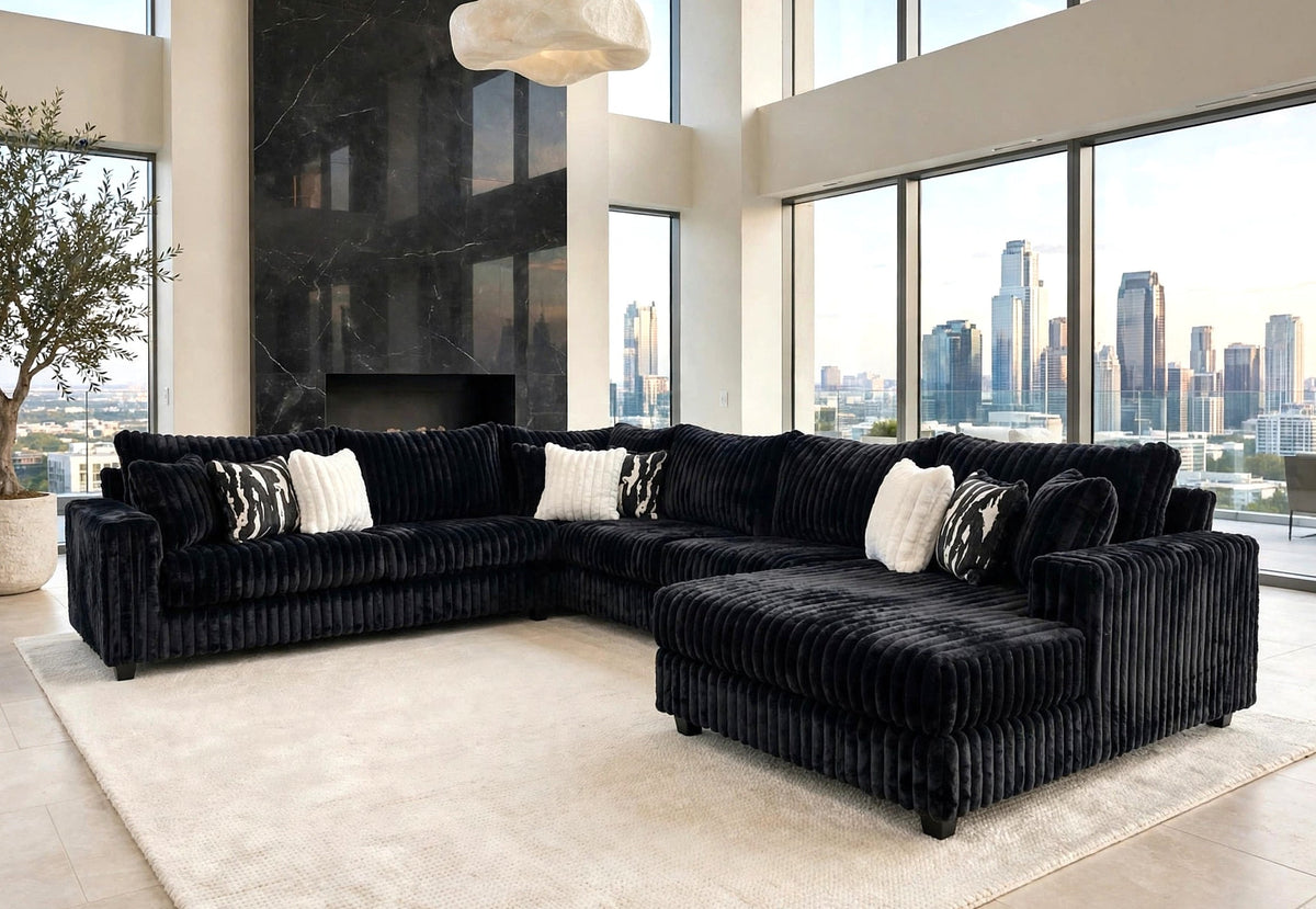 Volna Black 4-Piece Oversized Sectional from Happy Homes - Luna Furniture