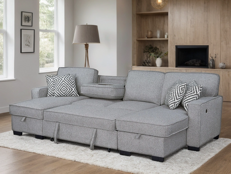 Sahara Gray Double Storage Chaise Sectional from Happy Homes - Luna Furniture