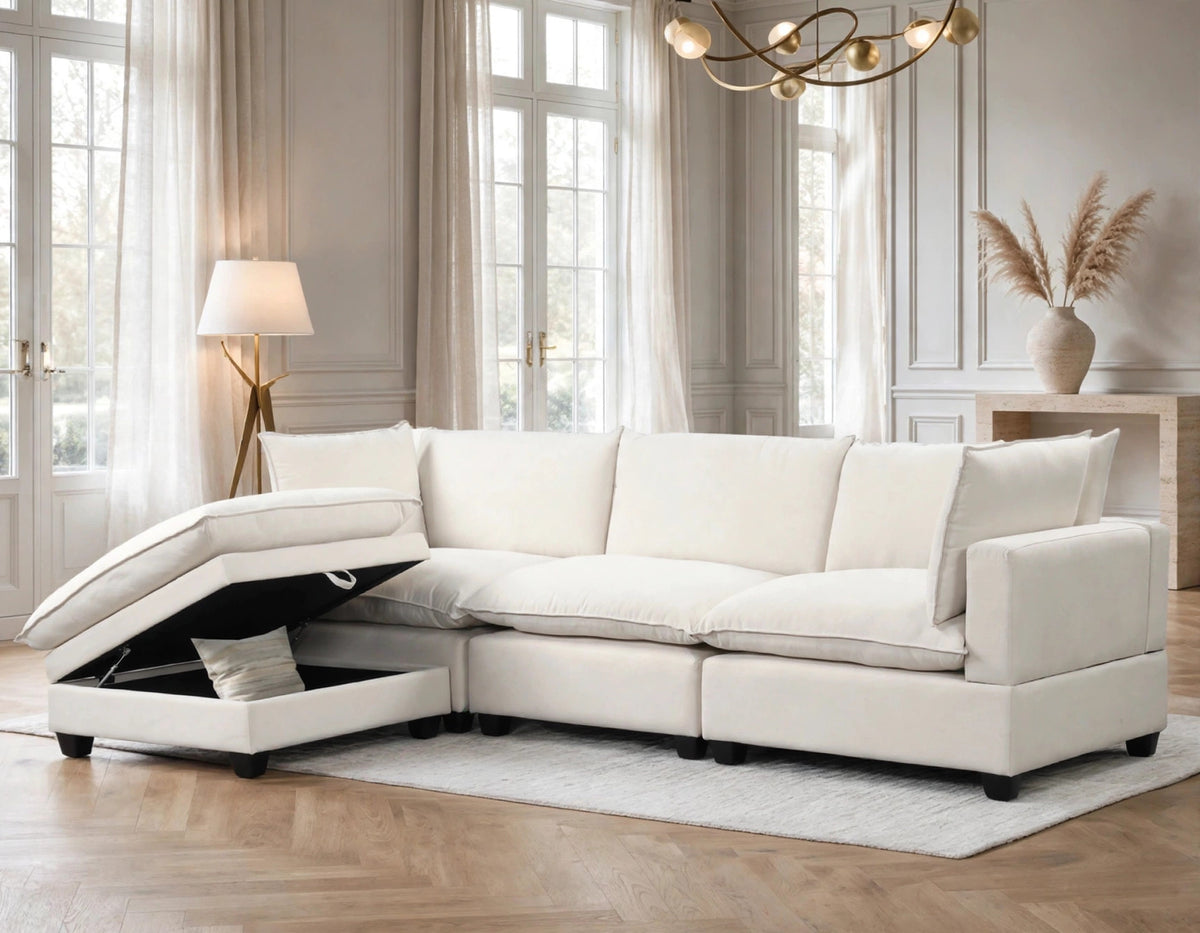 Cloud Sand Linen 4-Piece Modular Sectional from Happy Homes - Luna Furniture