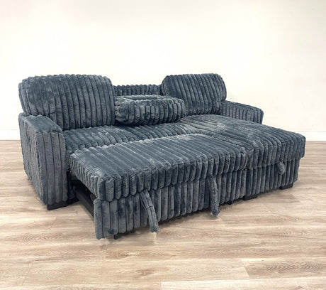 Poland Charcoal Reversible Sectional With Pull-Out Bed from Happy Homes - Luna Furniture