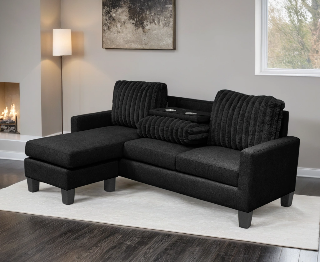 Neymar Black Reversible Sectional from Happy Homes - Luna Furniture