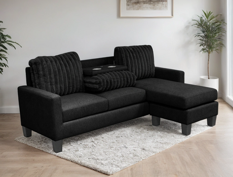 Neymar Black Reversible Sectional from Happy Homes - Luna Furniture