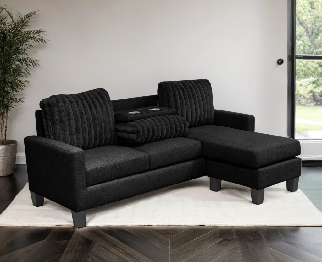 Neymar Black Reversible Sectional from Happy Homes - Luna Furniture