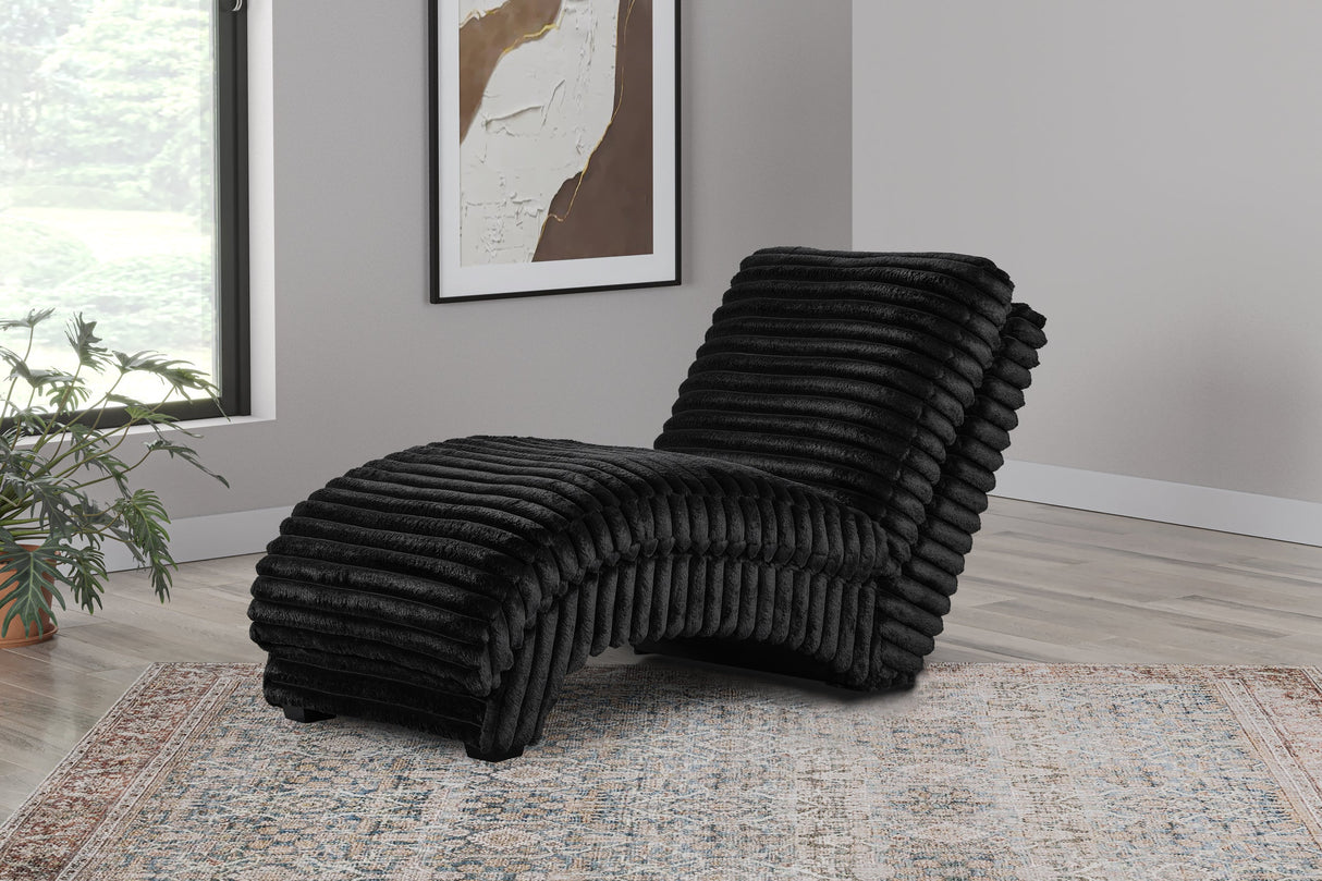 Curva Black Chaise from Happy Homes - Luna Furniture
