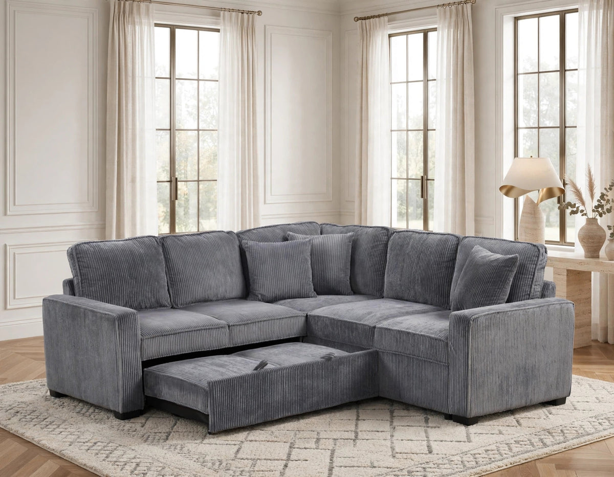 Ariel Charcoal Sectional With Pull-Out Bed from Happy Homes - Luna Furniture