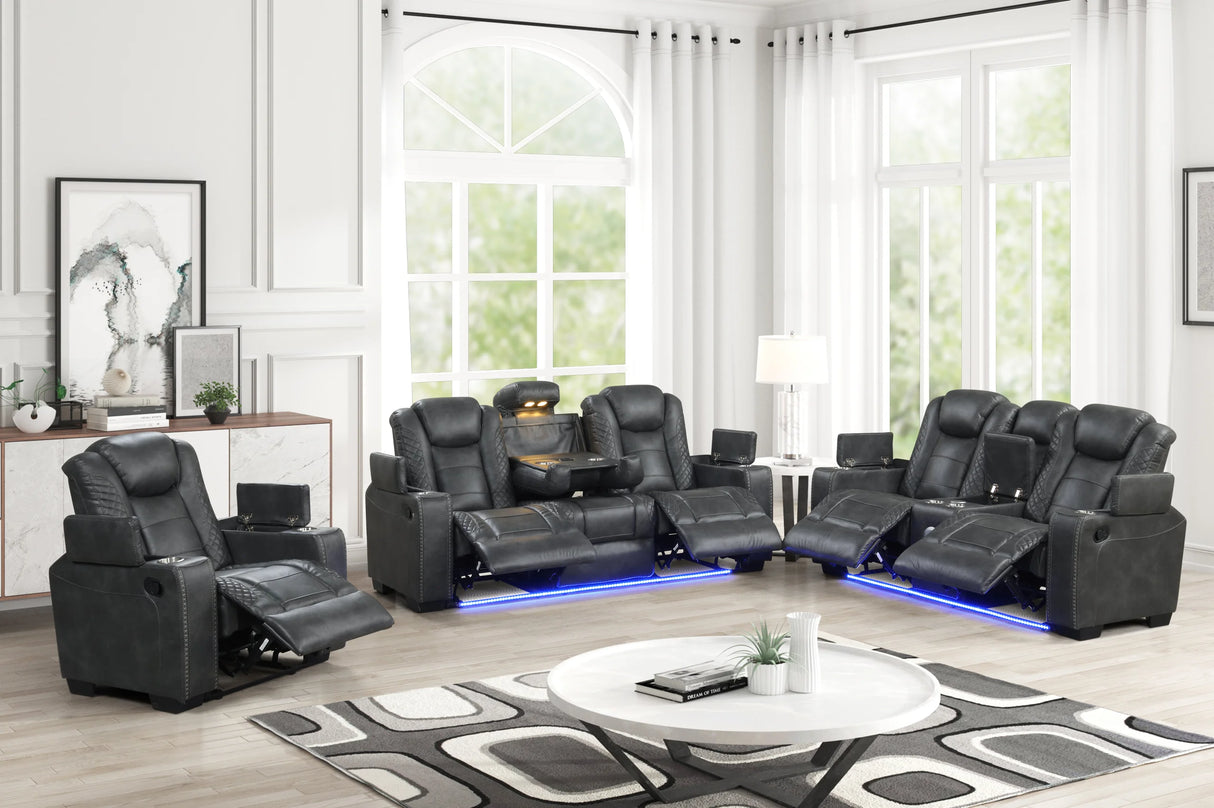 Stefano Gray 3-Piece Reclining Living Room Set from Happy Homes - Luna Furniture