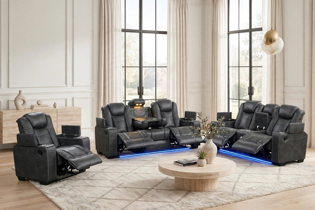 Stefano Gray 3-Piece Reclining Living Room Set