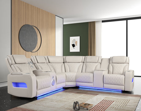 Spain Sand Power Reclining Sectional with Power Headrests from Happy Homes - Luna Furniture