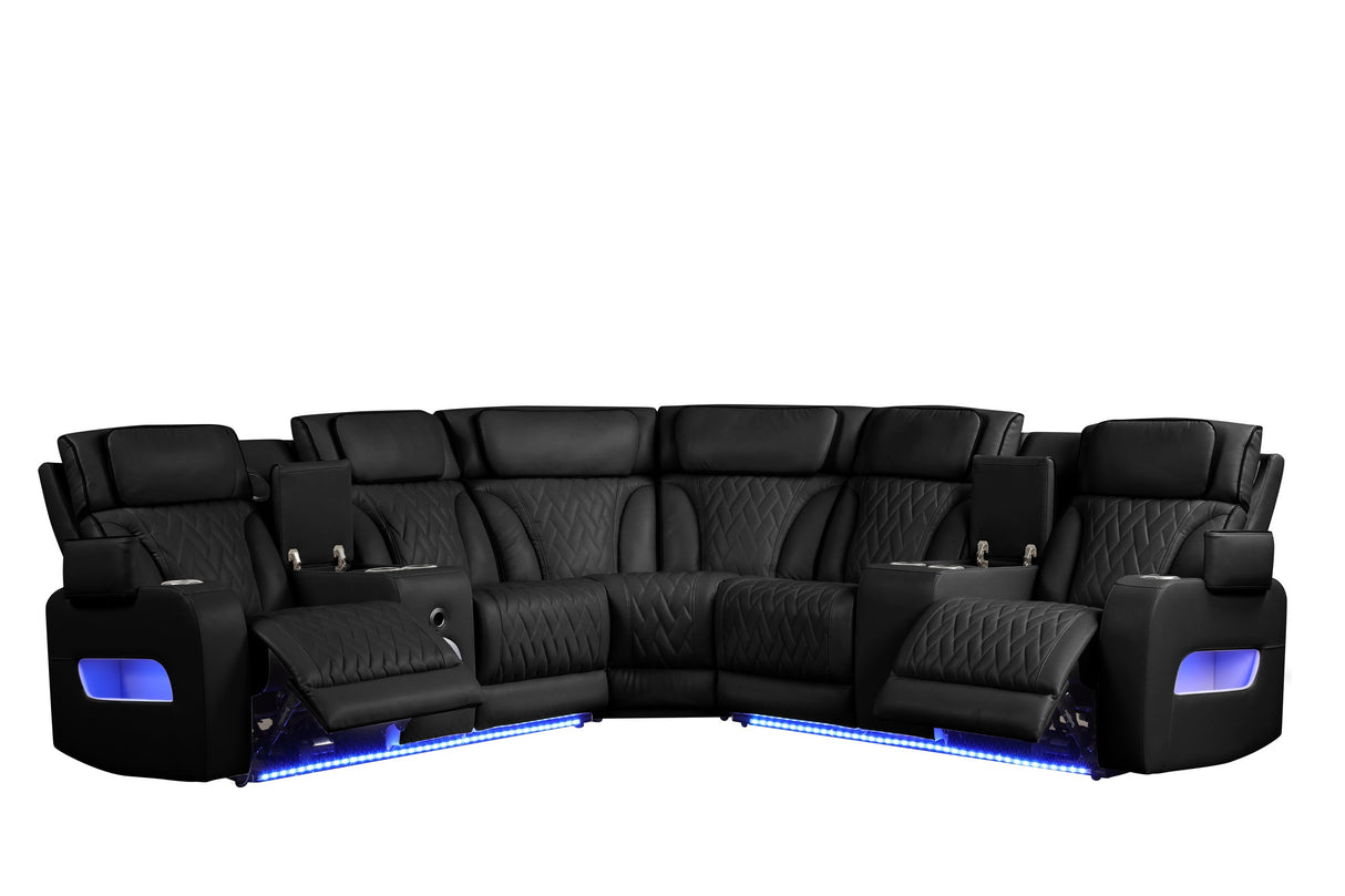 Spain Black Power Reclining Sectional with Power Headrests from Happy Homes - Luna Furniture