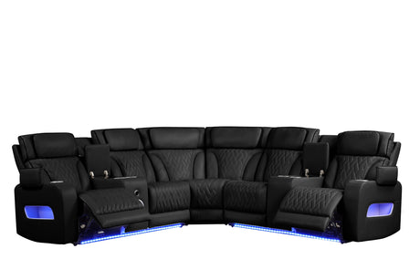 Spain Black Power Reclining Sectional with Power Headrests from Happy Homes - Luna Furniture