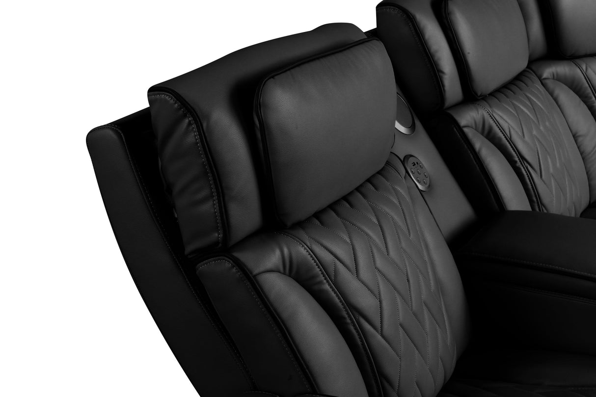Spain Black Power Reclining Sectional with Power Headrests from Happy Homes - Luna Furniture