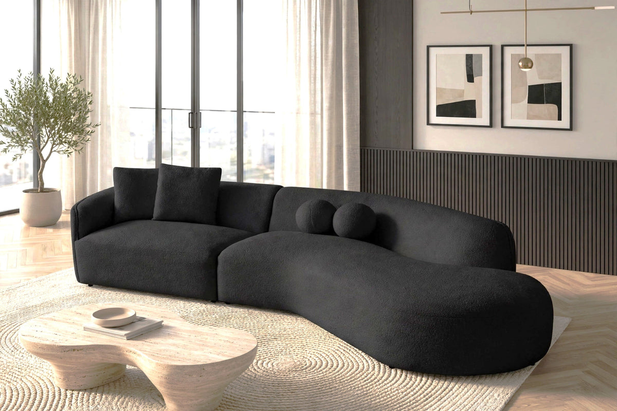 Mia Black Curved Sectional from Happy Homes - Luna Furniture