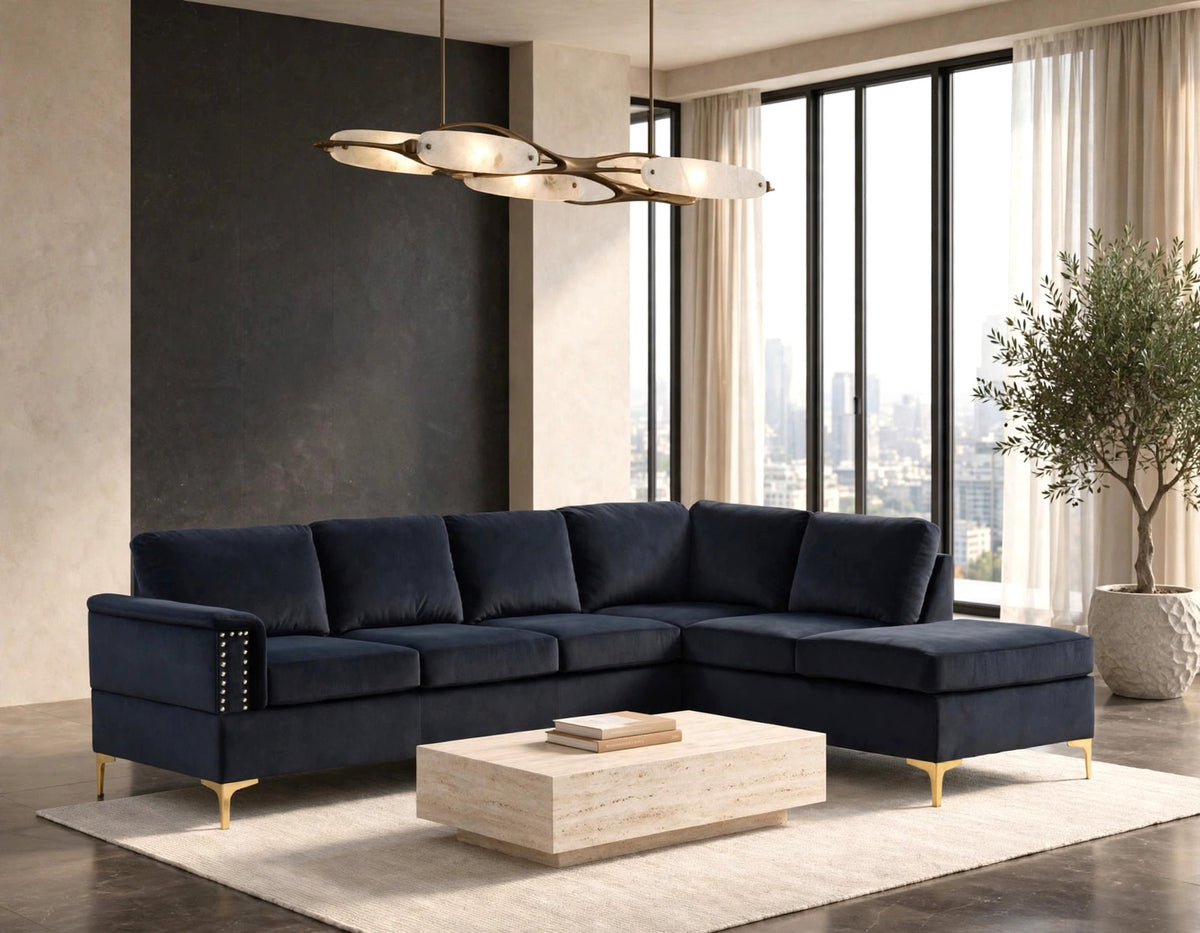 Vogue Black Velvet Sectional from Happy Homes - Luna Furniture