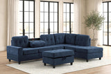 Heights Navy Performans Fabric Reversible Sectional with Storage Ottoman from Happy Homes - Luna Furniture