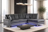 Candy Charcoal RAF Chaise Sectional with LED Lights from Happy Homes - Luna Furniture