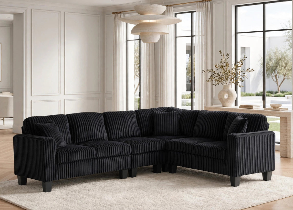 Logan Onyx Reversible Sectional from Happy Homes - Luna Furniture
